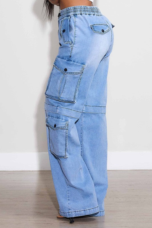 Elastic Waist Band Cargo With Drawstring