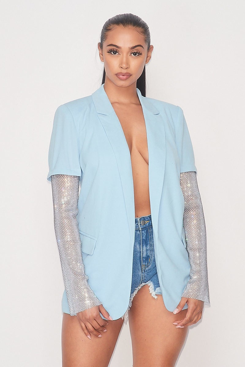 Celebrity Rhinestone Sleeve Blazer Jacket