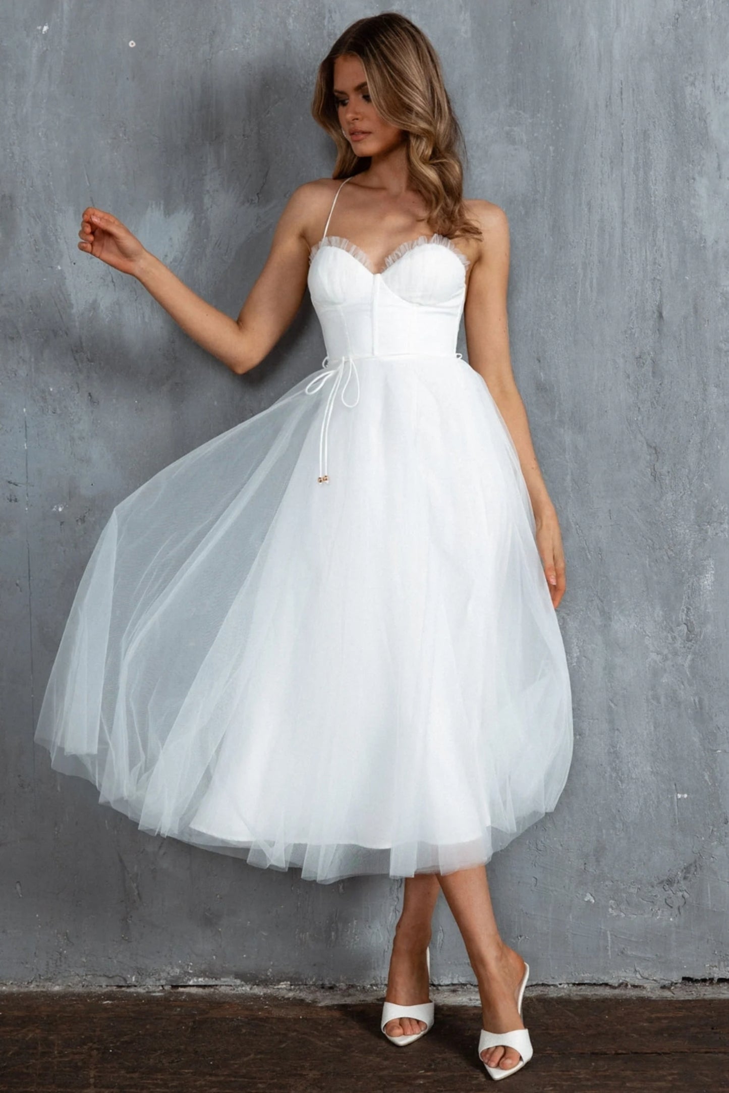 CRISS CROSS BACK STRING TIE MIDI DRESS