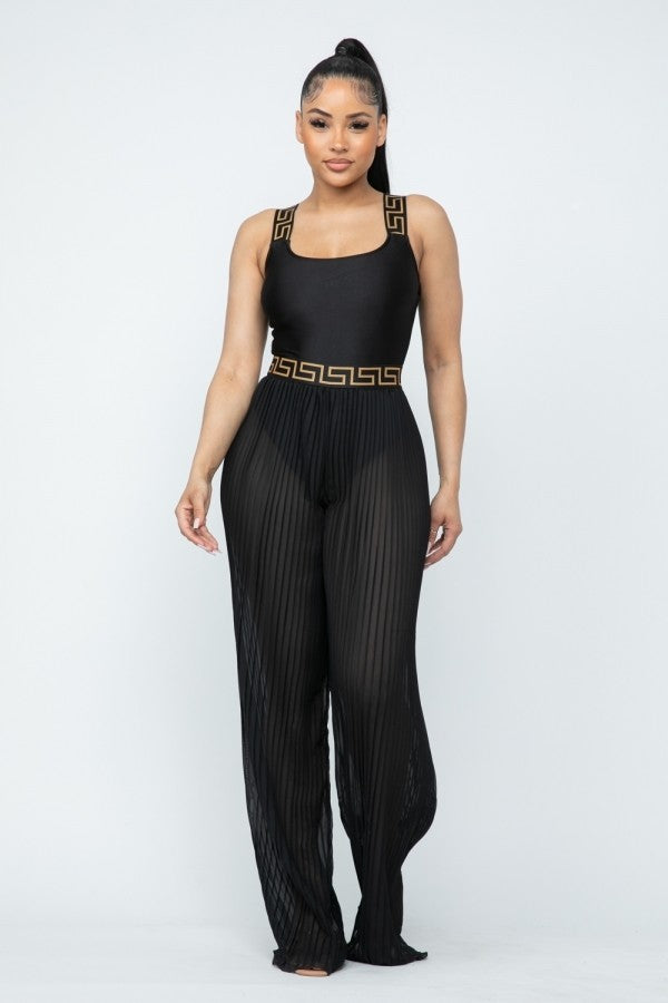 RUCHED BODY SUIT AND PANT SET