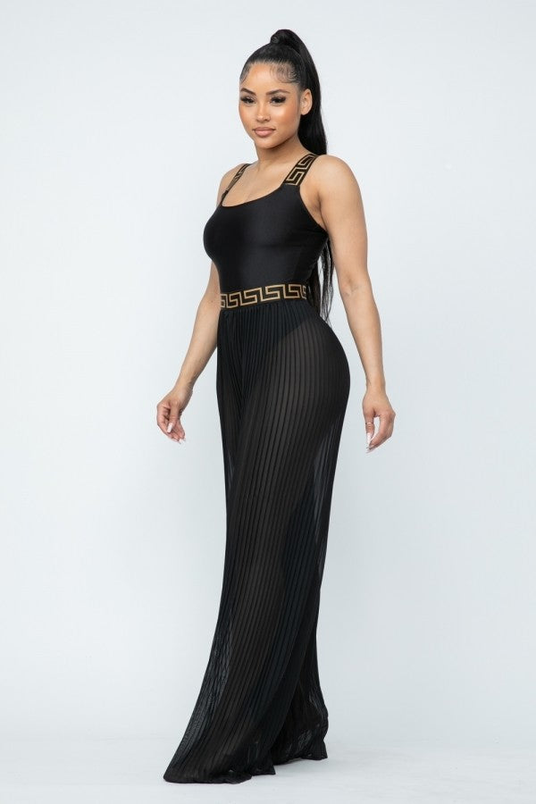 RUCHED BODY SUIT AND PANT SET