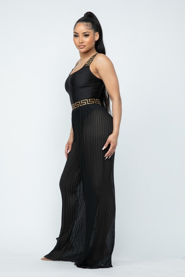RUCHED BODY SUIT AND PANT SET