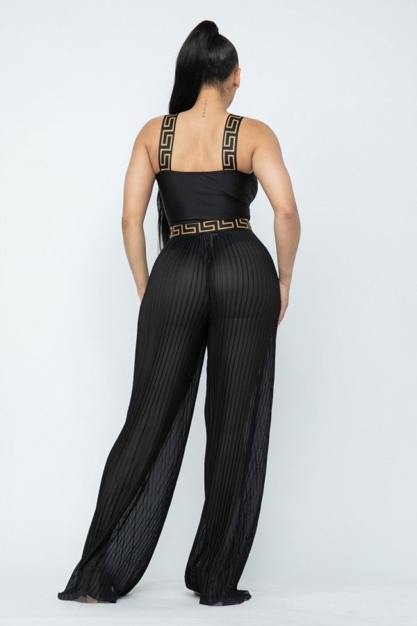 RUCHED BODY SUIT AND PANT SET