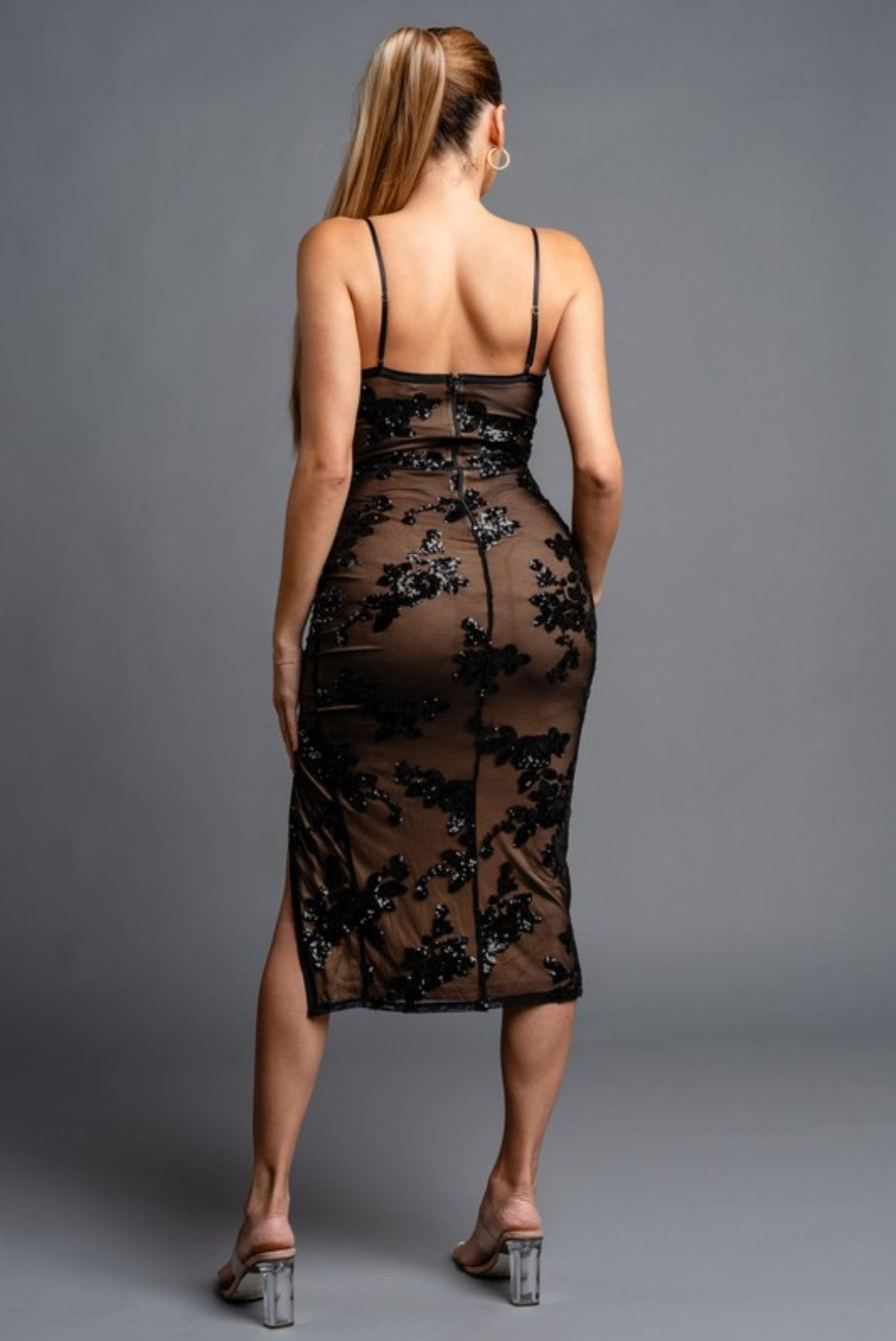 Floral Long Sequin Dress