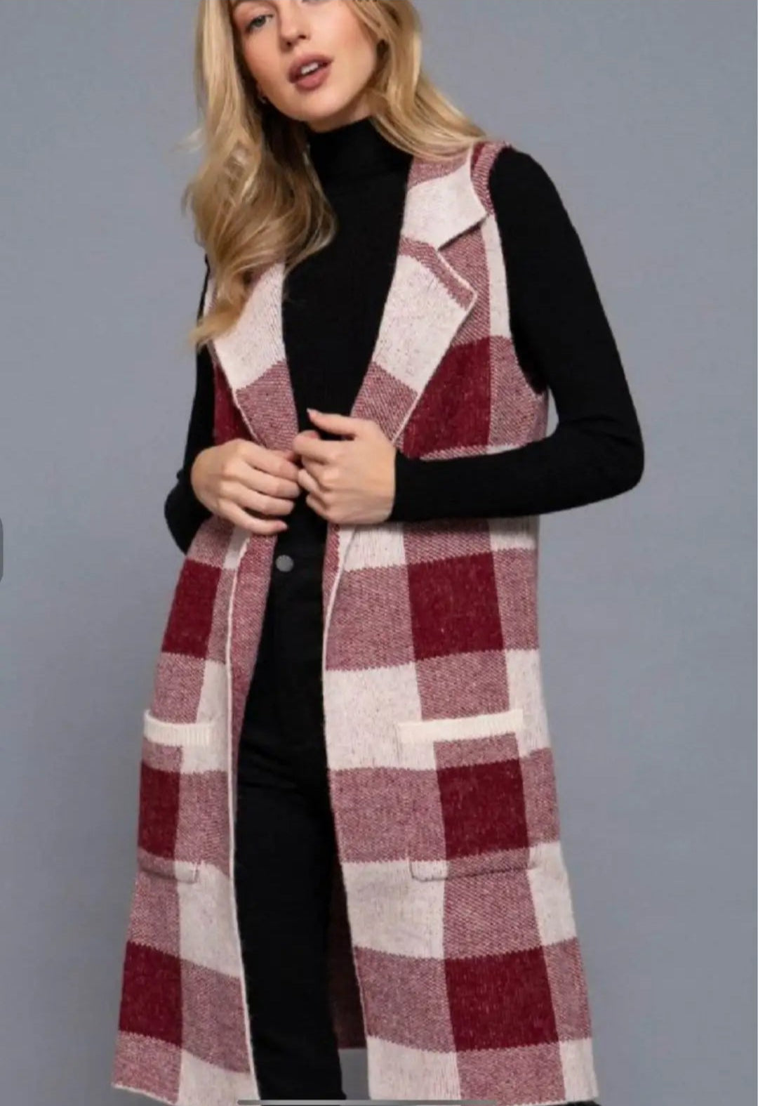 PRIVY COLLAR BUFFALO PLAID SWEATER VEST