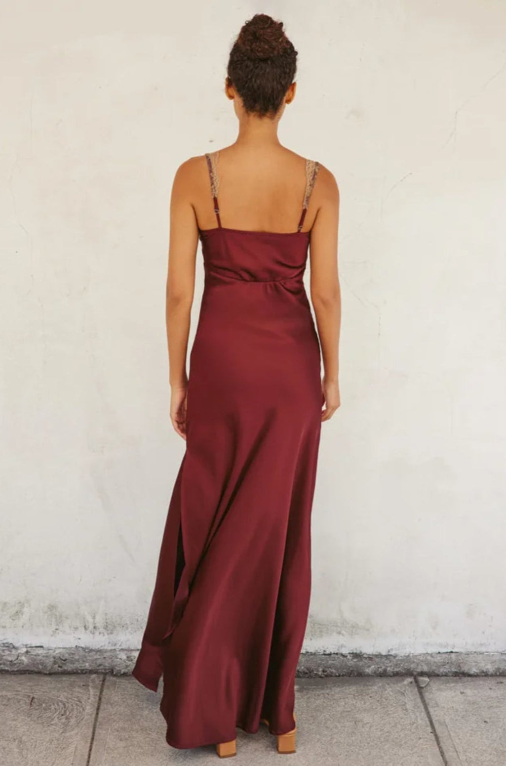 Lace And Satin Contrast Maxi Dress