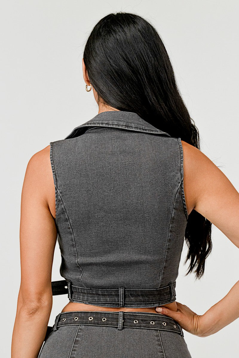 DENIM CROPPED VEST
